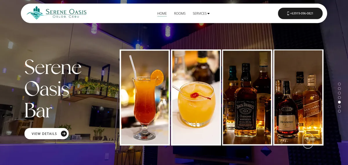 Serene Oasis Resort website screenshot